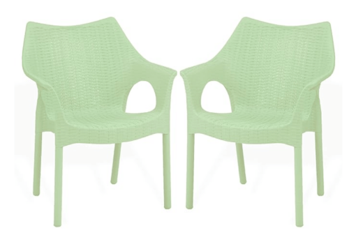 Supreme chairs Cambridge Heavy Plastic Chair | Oversized Arm Chair for Garden and Outdoor | 250Kg Weight Bearing Capacity | 6 Months Warranty (Frosty Green) | Set of 2 Chairs